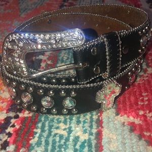 Black Cross Western Bling Belt